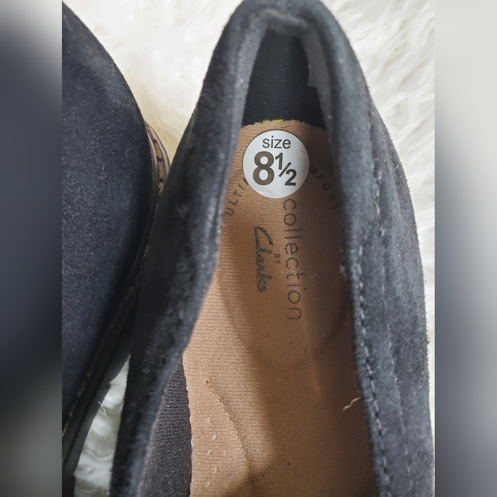 Clarks Airabell Mid Black Suede Women's Wedge Loafers - Size 8.5 - Picture 8 of 11